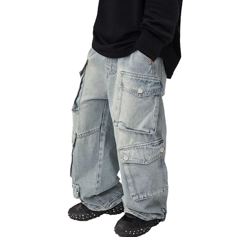 パンツ Baggy Denim Pants 36 Amazon.com: Boys Oversized Baggy Wide Leg Denim Pants
